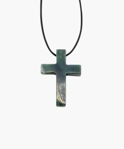 Anhänger Kreuz aus Moosachat grün