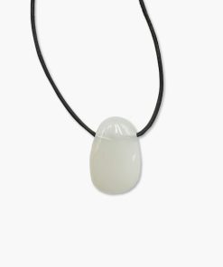 Anhänger Trommelstein gebohrt Mondstein weißlich