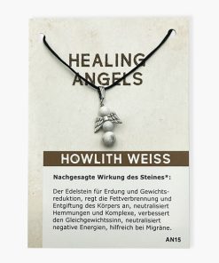 Healing Angels Howlith weiß Glücksengel Anhänger auf großer Karte