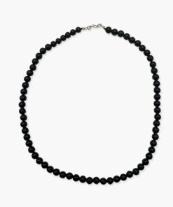 Kugelkette aus Turmalin schwarz mit Verschluss (6mm Kugeln/42cm lang)
