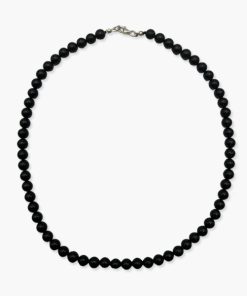 Kugelkette aus Turmalin schwarz mit Verschluss (6mm Kugeln/45cm lang)