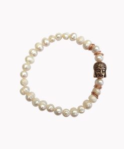 Perlenarmband mit Buddha gold