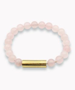 Wunscharmband mit Versteckkapsel für Botschaften aus Rosenquarz