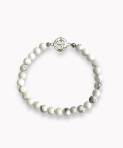 Kugelarmband Howlith weiß mit Om Symbol