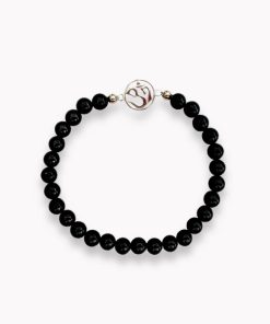 Kugelarmband Schwarzer Achat mit Om Symbol
