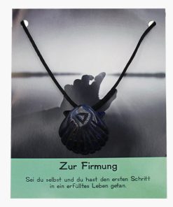 „Zur Firmung“ Sodalith Jakobsmuschel Anhänger auf großer Karte