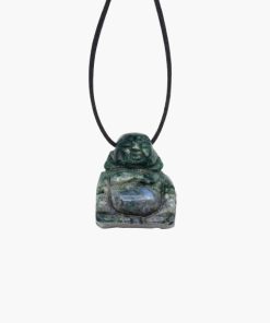 Buddha Anhänger aus Moosachat grün
