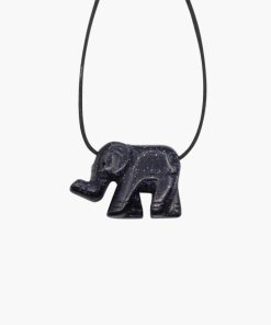 Elefant Anhänger aus Goldfluss blau