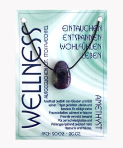 Amethyst Trommelstein Anhänger gebohrt Wellness auf großer Karte für Sternzeichen Fisch