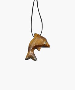 Delfin Anhänger groß aus Tigerauge gelb