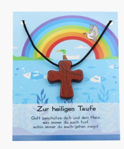 „Zur heiligen Taufe“ Japis rot Pilgerkreuz Anhänger auf großer Karte