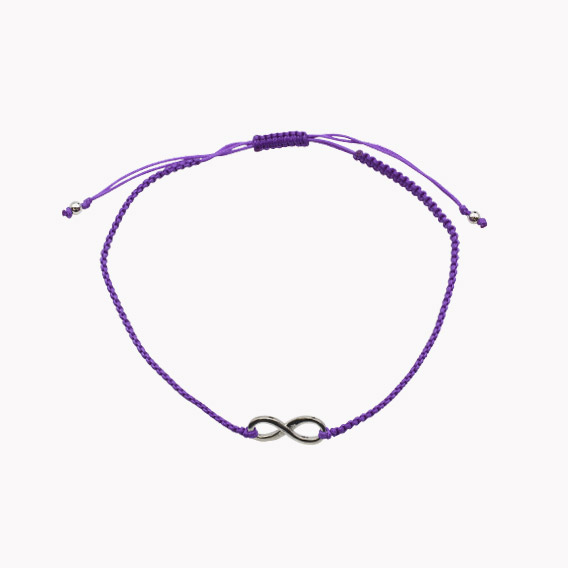 Glücksarmband Freundschaftsarmband mit Unendlichkeit-Symbol mit geknüpftem Textilband lila mit Glückskarte - Image 2