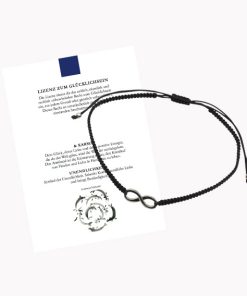 Glücksarmband Freundschaftsarmband mit Unendlichkeit-Symbol mit geknüpftem Textilband schwarz mit Glückskarte