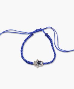Geknüpftes Armband blau mit Fatimas Hand