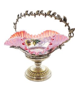 Fußschale mit Glaseinsatz, Handbemalung