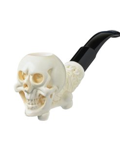 Meerschaum-Pfeife Skull weiß
