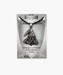 Zauberer Merlin Anhänger aus Zinn auf kleiner Karte (Die Ritter)