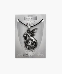 Drache Anhänger aus Zinn auf kleiner Karte (Die Ritter)