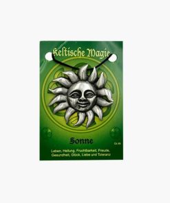 Keltische Magie Amulett aus Zinn Sonne auf kleiner Karte