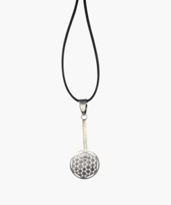 Blume des Lebens Donuthalter aus Stainless Steel mit Lederband im Jutebeutel