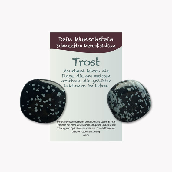 Taschenstein „Trost“ Schneeflockenobsidian auf kleiner Karte - Image 2