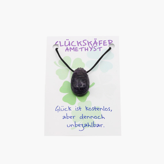 Amethyst Skarabäus Anhänger Glückskäfer auf kleiner Karte