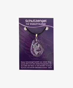 Anhänger „Schutzengel für Risikofreudige“ aus Bergkristall auf kleiner Karte