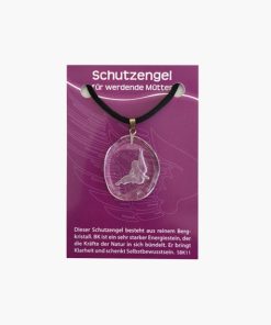 Anhänger „Schutzengel für werdende Mütter“ aus Bergkristall auf kleiner Karte