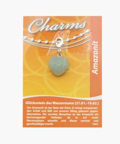 Charm Herz Anhänger Amazonit auf kleiner Karte