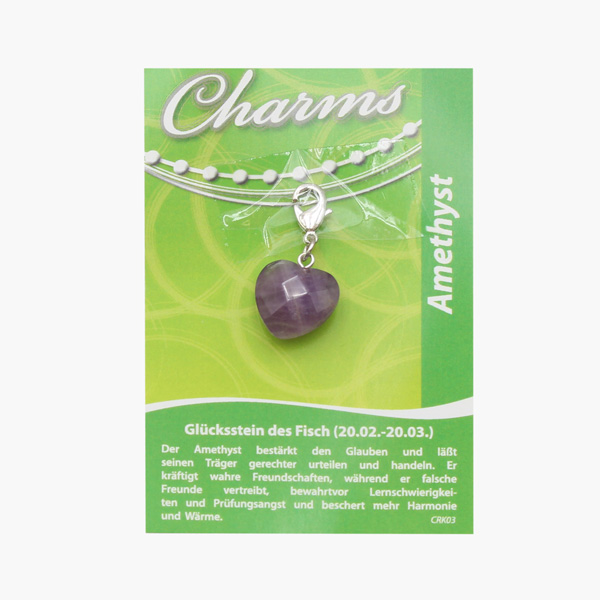 Charm Herz Anhänger Amethyst auf kleiner Karte