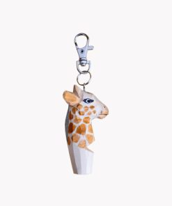 Tierkopfpfeife Giraffe Schlüsselanhänger aus Holz mit Karabiner