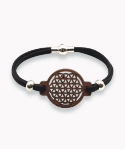 Holzarmband Blume des Lebens mit Magnetverschluss (vegan)