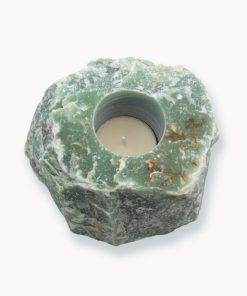 Teelichthalter Rohstein Aventurin grün