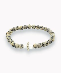 Dalmatinerjaspis Kugelarmband mit facettierten Bergkristall Engel