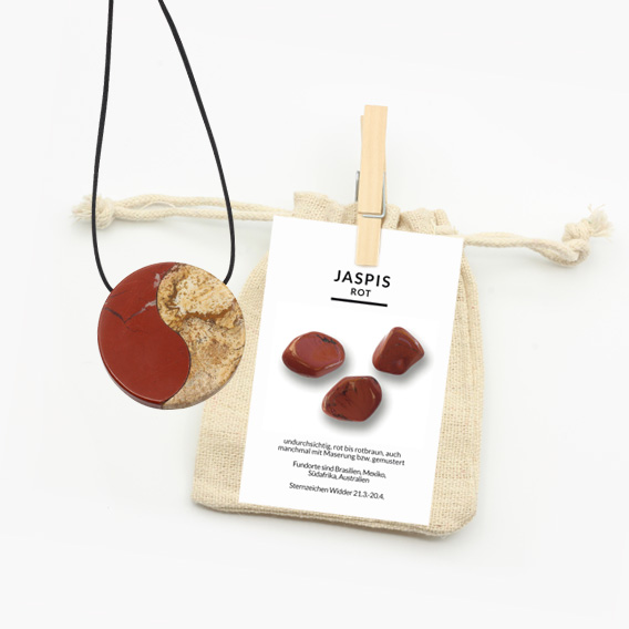 Yin Yang Anhänger groß aus Jaspis rot & Landschaftsjaspis - Image 2