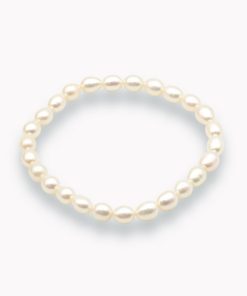 Perlenarmband oval weiß