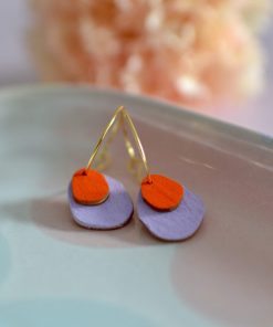 Kleine Creole Drops, lavender/orange