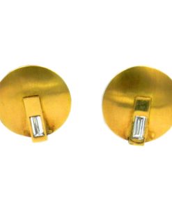 Moderne Designer Diamant Ohrringe als Clips mit 0.3 ct Baguettediamanten in 18K Gold