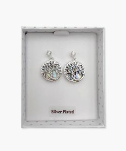 Perlmutt Ohrstecker mit Lebensbaum in Geschenkbox