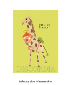 Einschulungs-Grußkarte „Giraffe“ aus Holzschliffpappe