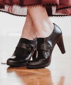 Trachtenschuh, mit Schließe, Nappaleder in Schwarz