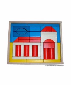 Baukasten Kirche bunt mit 48 Holzbausteinen