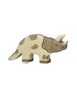 Holztiger Holzfigur Dinosaurier Triceratops