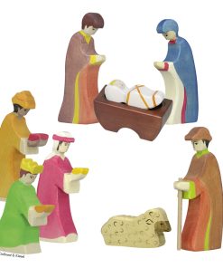 8 Holztiger Krippenfiguren der Weihnachtsgeschichte im Set