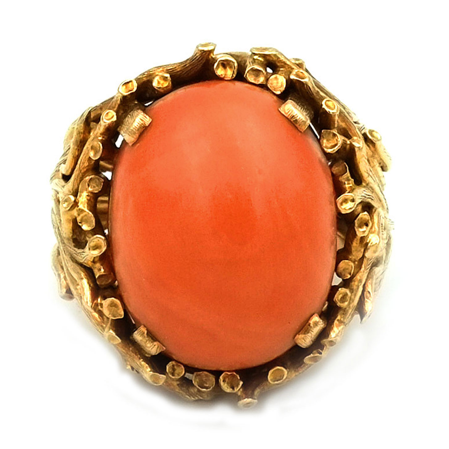 Korallen Ring mit 21.8 ct Lachskoralle Cocktailring in 18K Gold - Image 5