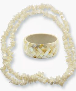 Perlmutt Set mit Splitterkette + Armreifen
