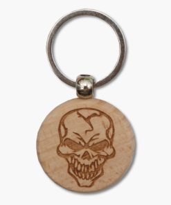 Schlüsselanhänger aus Massivbuche „Totenkopf“