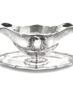 Silber Sauciere auf Presentoir, Frankreich um 1930