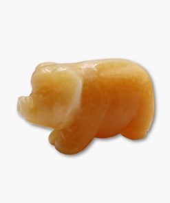 Steinfigur Schwein aus Orangencalzit