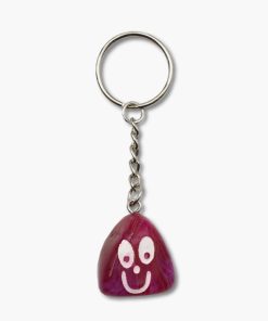 „Smiley“ Schlüsselanhänger aus Achat pink